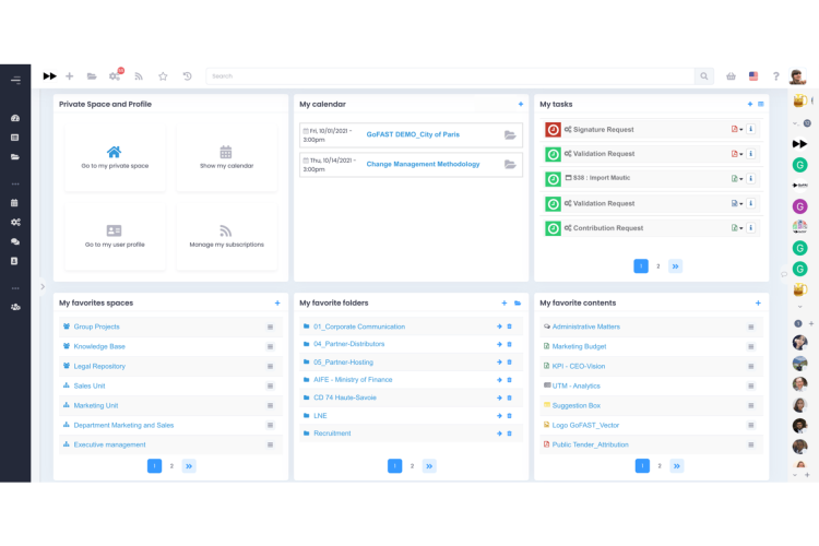 View of the dashboard page on GoFAST